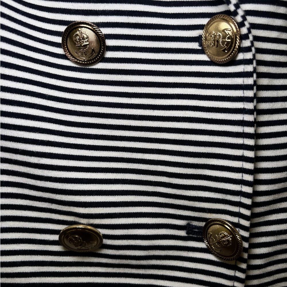 CAbi Black and White nautical Striped Jacket 3/4th length sleeve - Picture 7 of 8